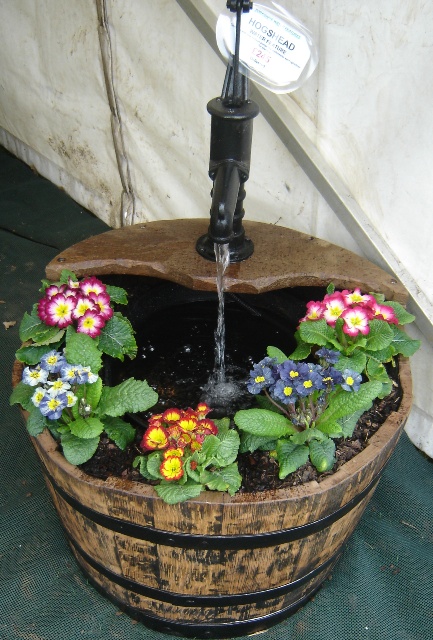 oak barrel water feature