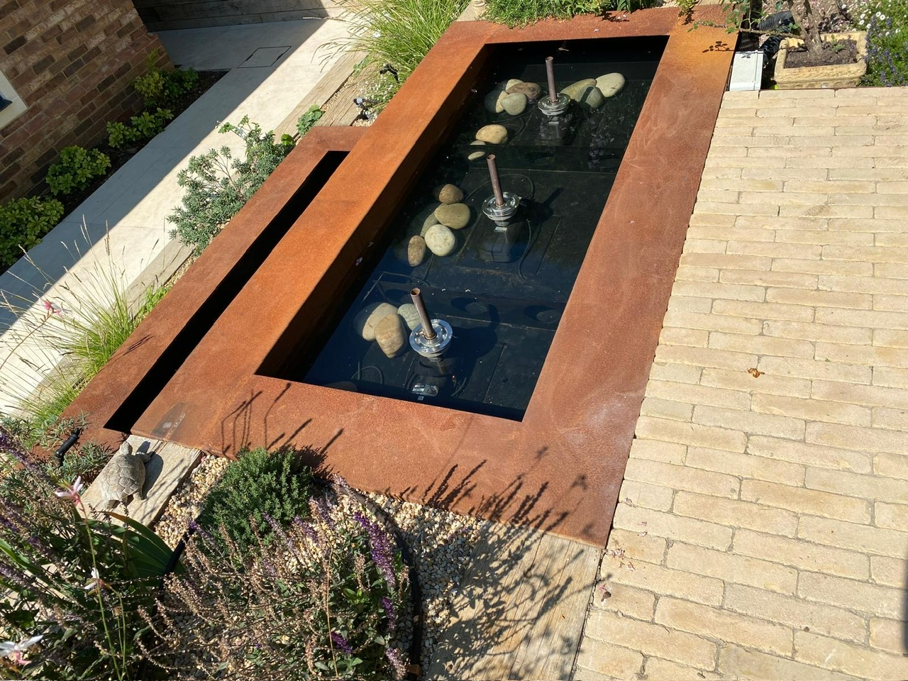 Corten steel trough water feature