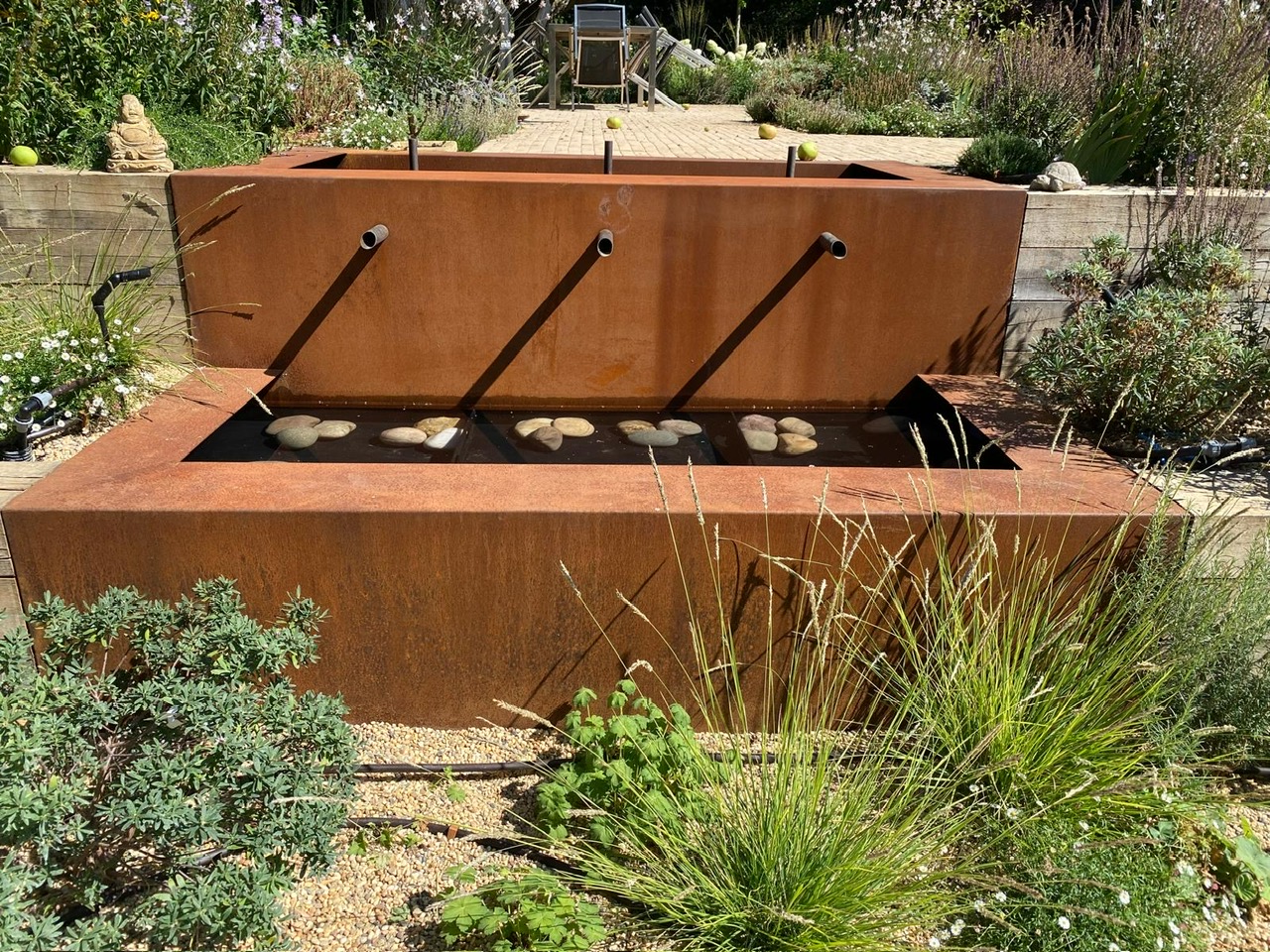 Corten steel trough water feature