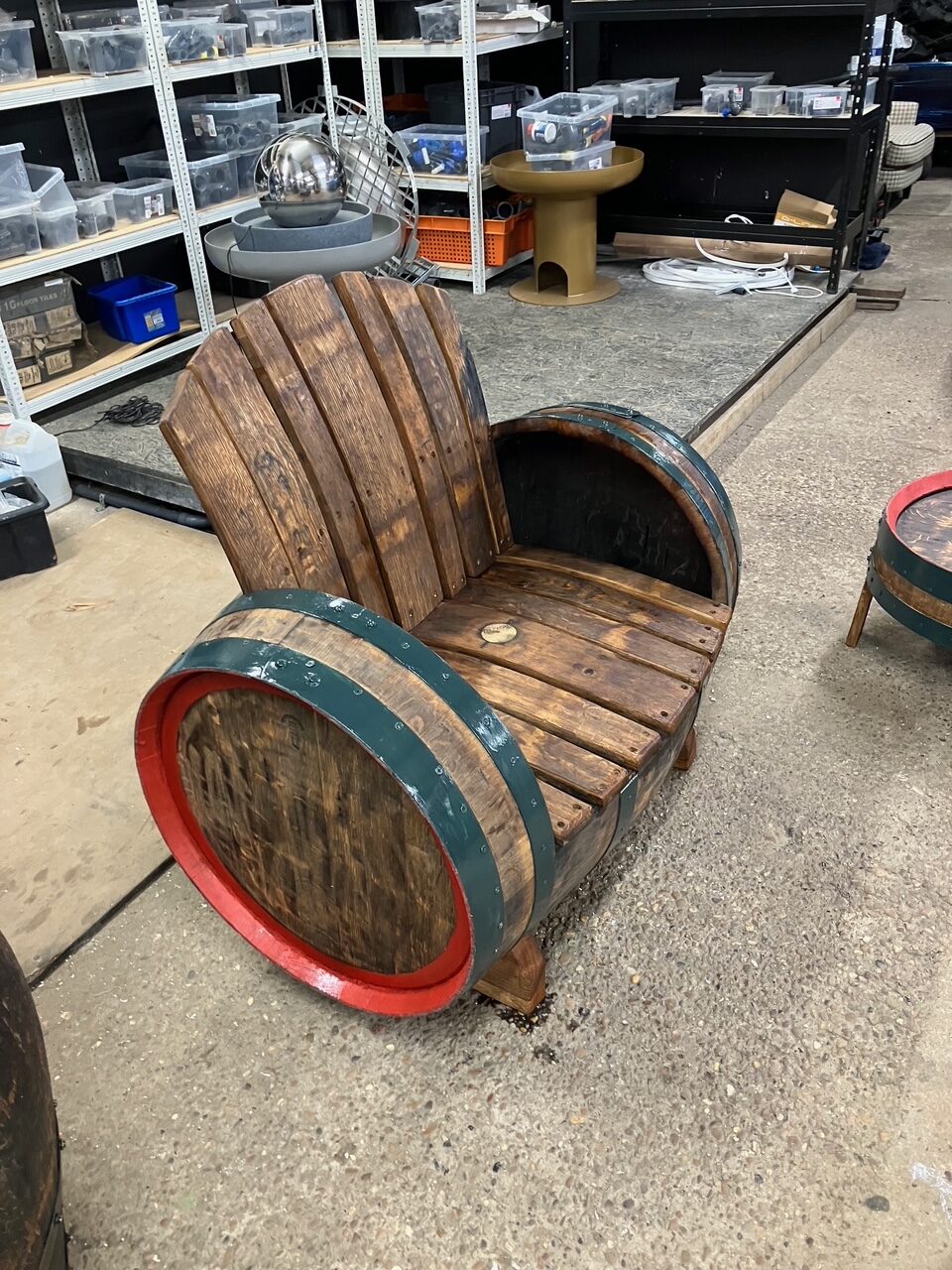 Garden bench seat handcrafted from genuine scottish whisky oak barrel